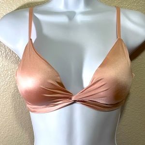 Dusty rose satin small padded bralette